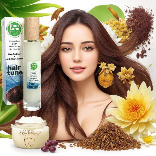 HairTune für Damen 3in1 Haarspray Festiger + anti Ausfall + Wachstum Parfum Naturprodukt 100ml vegan